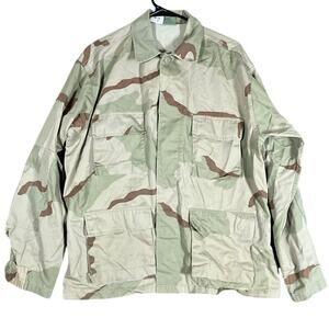 Vintage U.S Armed Forces Mens Coat Tan DCU Camouflage BDU Uniform Large Regular